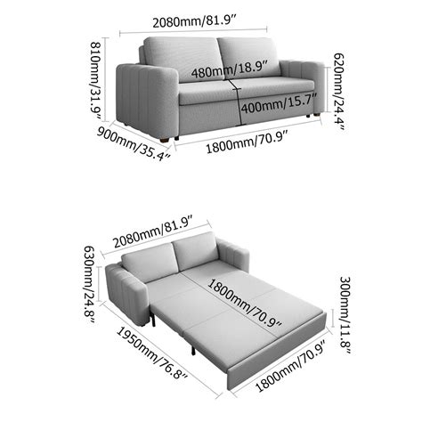 Nordic Convertible Sofa Full Sleeper Sofa Upholstered Cottonandlinen