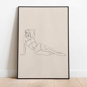 Single Line Nude Art Print One Line Drawing Of Nude Woman Etsy