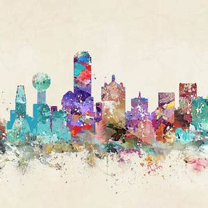 Dallas Texas Skyline Square Painting By Bri Buckley