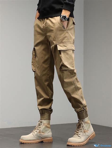 OrcaJump Mens Cargo Work Drawstring Pants With Multi Pocket