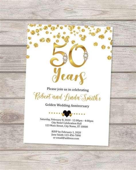 50th Wedding Anniversary Invitation Golden Anniversary Etsy