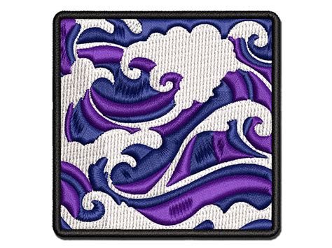 Japanese Ocean Waves Multi Color Embroidered Iron On Or Hook And Loop Patch Applique Michaels