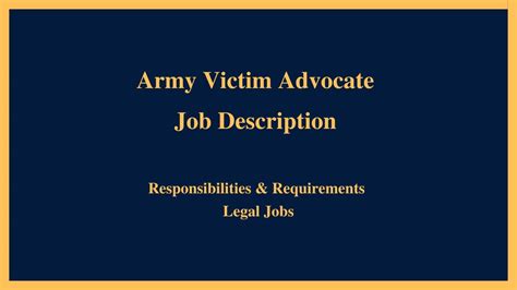 Army Victim Advocate Job Description - Responsibilities & Requirements | Legal Jobs