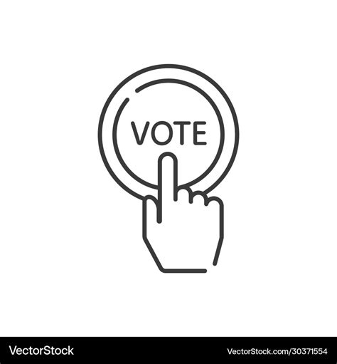 Vote line icon hand press button Royalty Free Vector Image