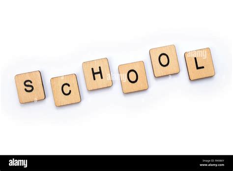 The Word SCHOOL Spelt With Wooden Letter Tiles Stock Photo Alamy