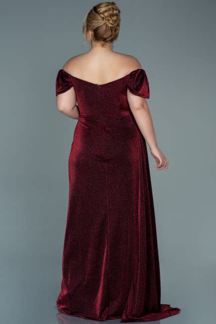 Long Burgundy Plus Size Evening Dress Abu2658