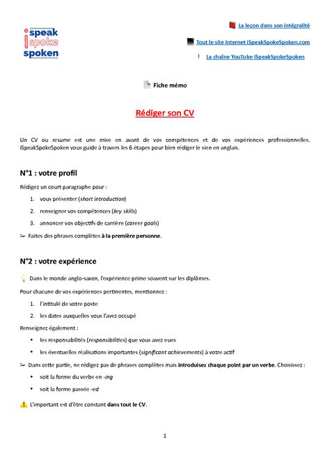 SOLUTION Comment Bien R Diger Un Cv Professionel Studypool