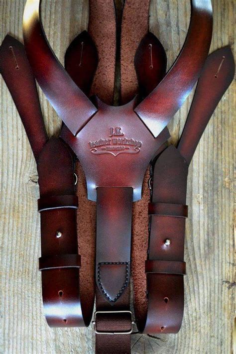 Mens Leather Suspenders Personalized Mens Suspenders Brown Etsy Leather Braces Mens Braces