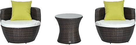 Outsunny Piece Outdoor Rattan Bistro Set Patio Wicker Balcony