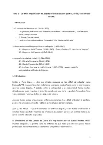 Tema 2 Historia Contemporanea De Espana Pdf