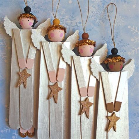 Angel Ornament Wood Christmas Tree Decoration Popsicle Craft Stick