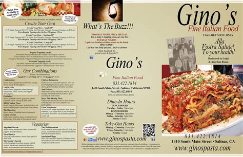 Menu — Gino's Fine Italian Foods