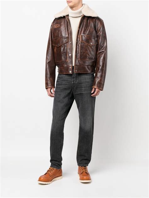 Diesel Leather Press Stud Fastening Jacket Farfetch