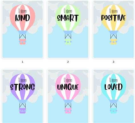 Mash Infants Positive Affirmations Posters Hot Air Balloons