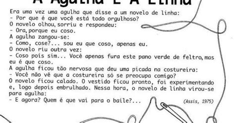 Atividades De Interpreta O Do Texto A Agulha E A Linha A Agulha E A