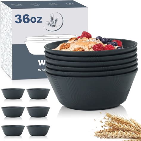 Hotec Unbreakable Wheat Straw Cereal Bowls Microwave And Dishwasher Safe Soup And