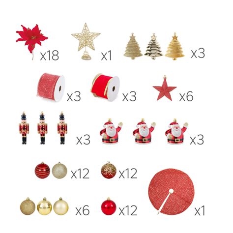 Kit Decoração Árvore de Natal Clássica Vermelha e Dourada 83 Peças