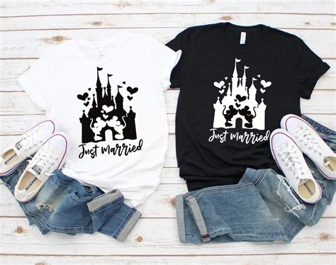 Just Married Disney Shirt Disney Couple Shirt Disneyland Wedding Gift