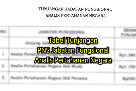 Inilah Tabel Besaran Tunjangan Pns Jabatan Fungsional Analis Pertahanan