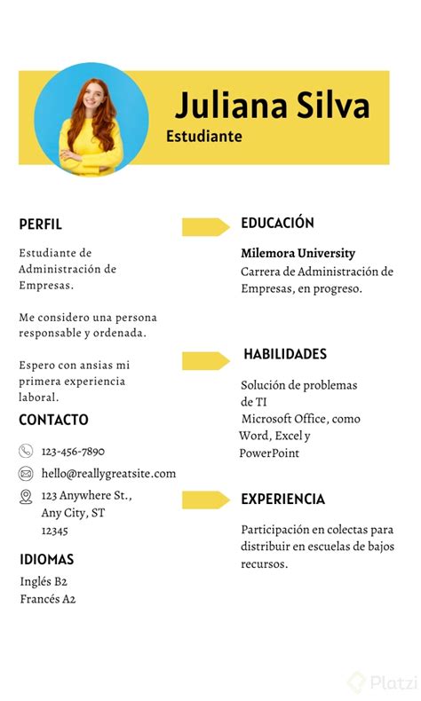 Curriculum Vitae Sin Experiencia Ejemplos Gua Plantillas