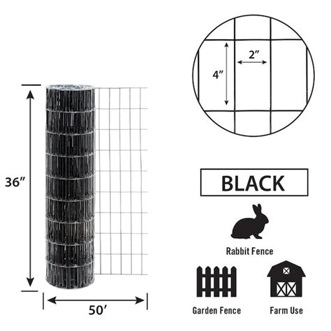 Garden Zone 50 Ft X 3 Ft 14 Gauge Black Pvc Coated Steel Welded Wire