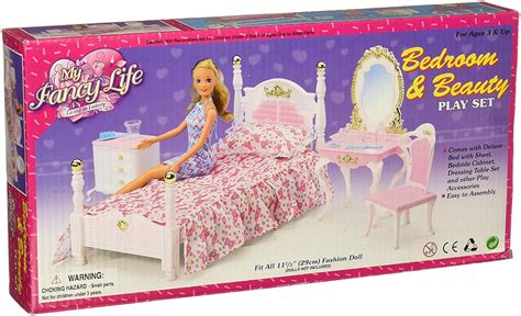 My Fancy Life Barbie Size Dollhouse Furniture Bed Room And Beauty Play Set