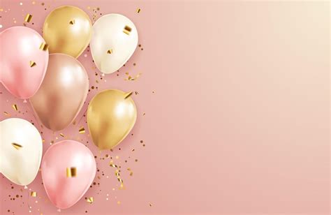 Feliz Cumpleaños Felicitaciones Diseño De Banner Con Confeti Y Globos Para Fiesta De Fondo De