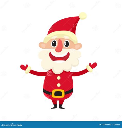 Cute Smiling Santa Claus Cartoon Vector Illustration Isolated On White