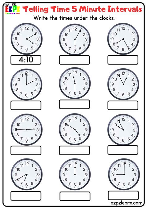 Telling Time In 5 Minute Intervals Worksheet Live Worksheets