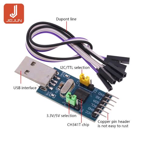 CH341T 2 In 1 Module 3 3V 5V USB To I2C IIC UART USB To TTL Single Chip