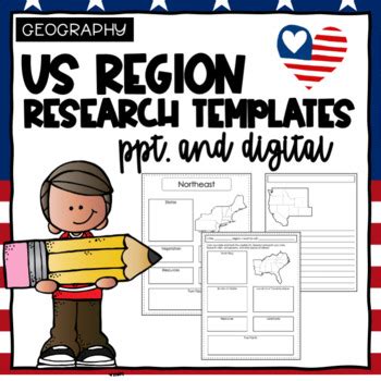 Geography: United States Regions and States Research Templates by TxTeach22 