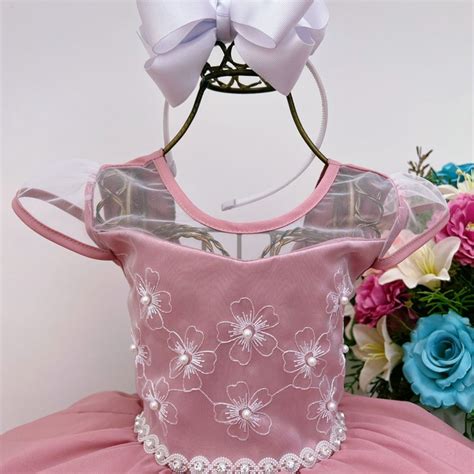 Vestido Festa Infantil Rose Nude Daminha Noivinha 4 16 Elo7