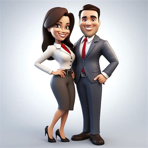 Premium Ai Image 3d Cartoon Businesswoman Leaning On Businessman