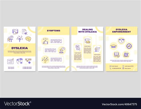 Brochure Template With Dyslexia Thin Line Icons Vector Image