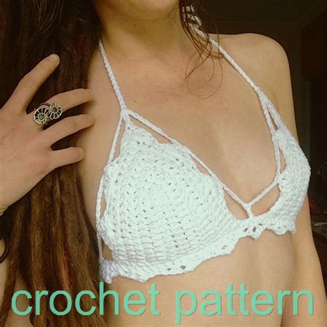 Crochet Bralette Pattern Crop Top Halter Bikini High Neck Mandala Festival Bralette Bohemian