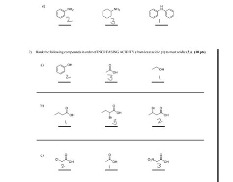 Solved 1 Rank The Following Compounds In Order Of Increasing