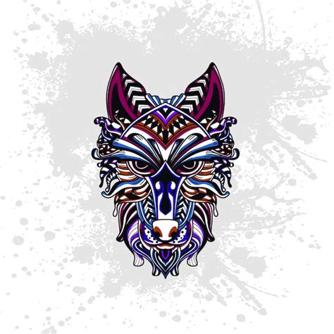 Premium Vector Wolf Decorated With Abstract Shapes