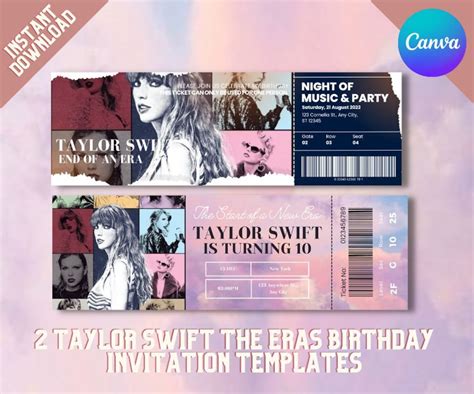 Taylor Swift Concert Ticket Editable Template For Taylor Swift Concert