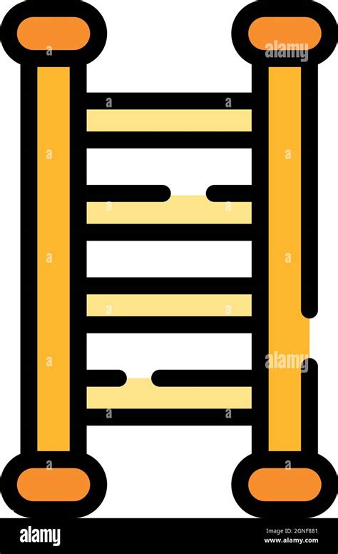 Icono De Escalera Fija Contorno Fijo Escalera Vector Icono Color Plano