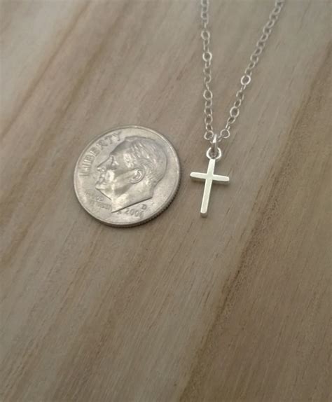 Tiny Sterling Silver Cross Necklace Silver Cross Necklace Etsy