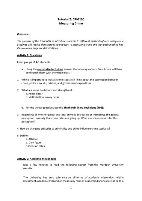 Tutorial 2 Tutorial 2 CRM Measuring Crime Rationale The Purpose Of