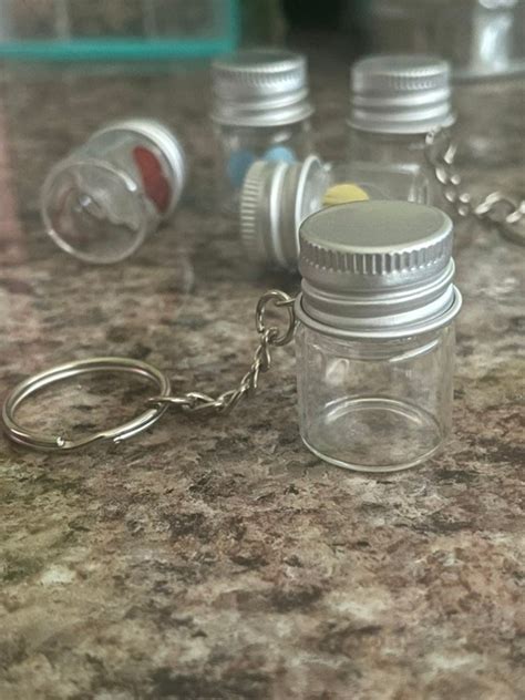 Tiny Blank Bottle Jar Keychain For Emergencies Pill Holder Seasonings