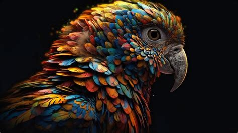 La Cabeza De Un Loro Con Plumas De Colores En La Cabeza Foto Premium