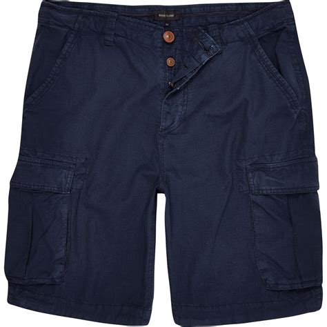 Lyst - River Island Navy Cargo Shorts in Blue for Men