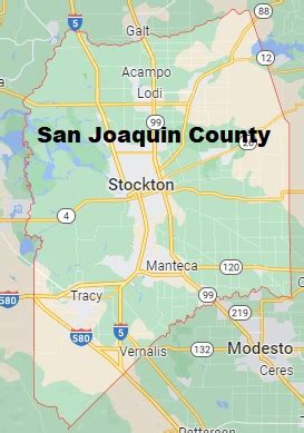 San Joaquin County on the map of California 2024. Cities, roads ...