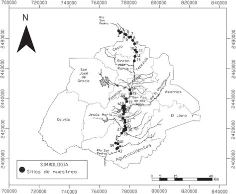 Ubicaci N De Los Sitios De Muestreo Seleccionados En El Cauce Del R O
