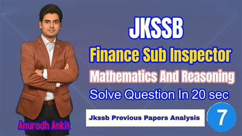 Jkssb Finance Sub Inspector Question Paper Analysis Anurodh Ankit