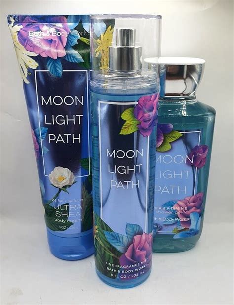 BATH AND BODY WORKS MOON LIGHT PATH BODY MIST CREAM WASH SET OF 3