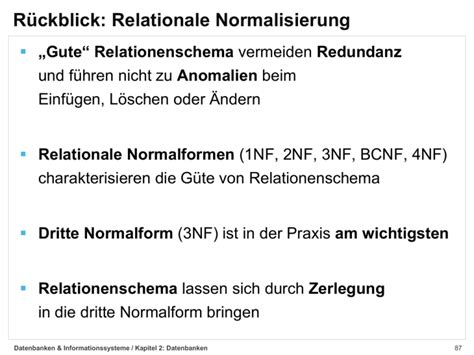 R Ckblick Relationale Normalisierung