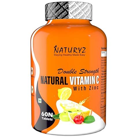 Naturyz Double Strength Natural Vitamin C And Zinc Supplement 1250 Mg With Amla Acerola Cherry